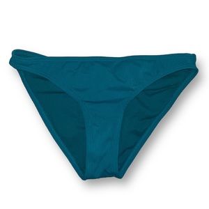 California Waves Women’s Teal Ribbed Bikini Bottom, Scrunch in Back - Size S